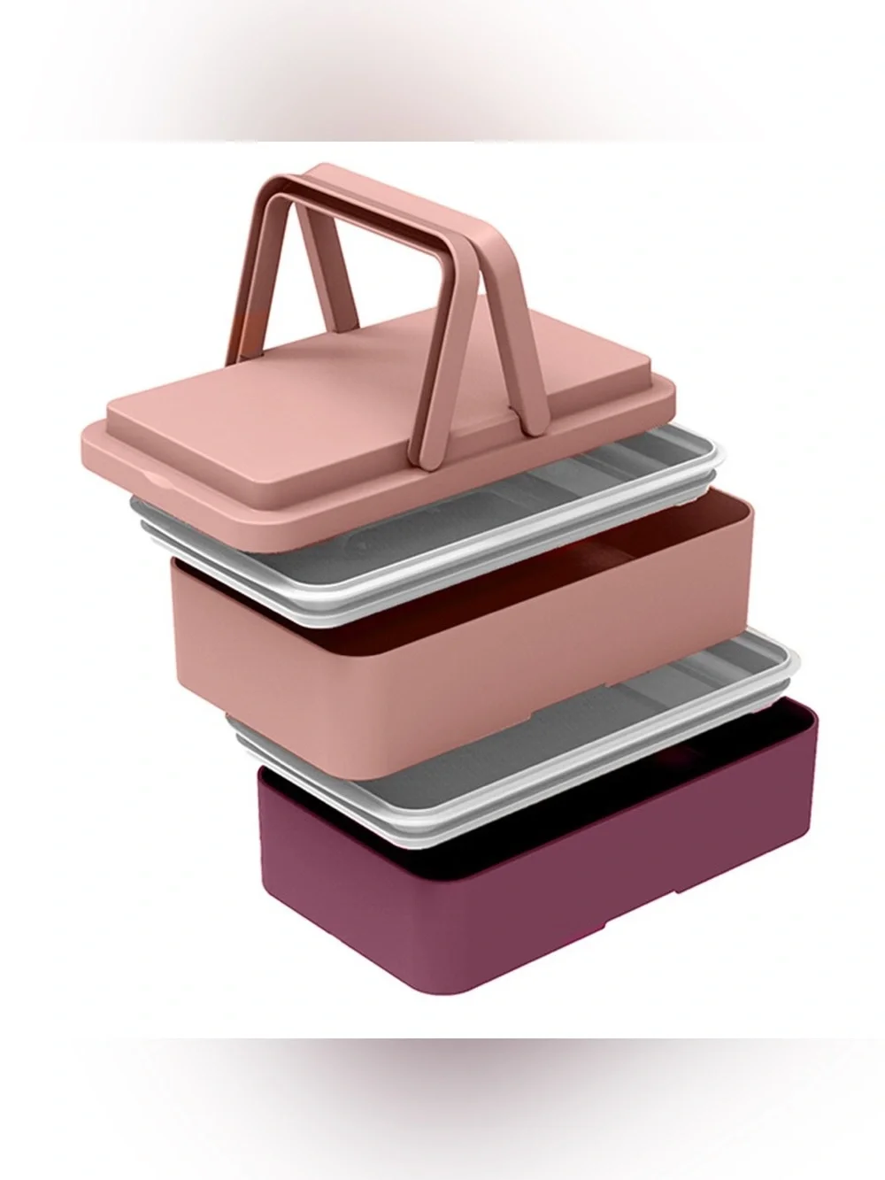 Goodjour elips Tender Double Compartment Bento Lunch Box Pink purple France nWOT
